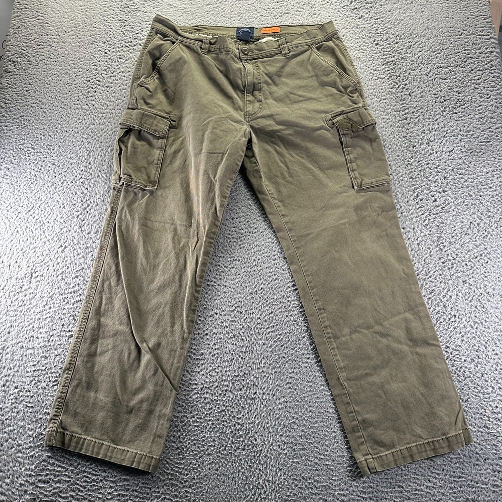 St. John's Bay Pant Mens 36x30 Green Cotton Cargo Straight‎ Leg Utility Workwear